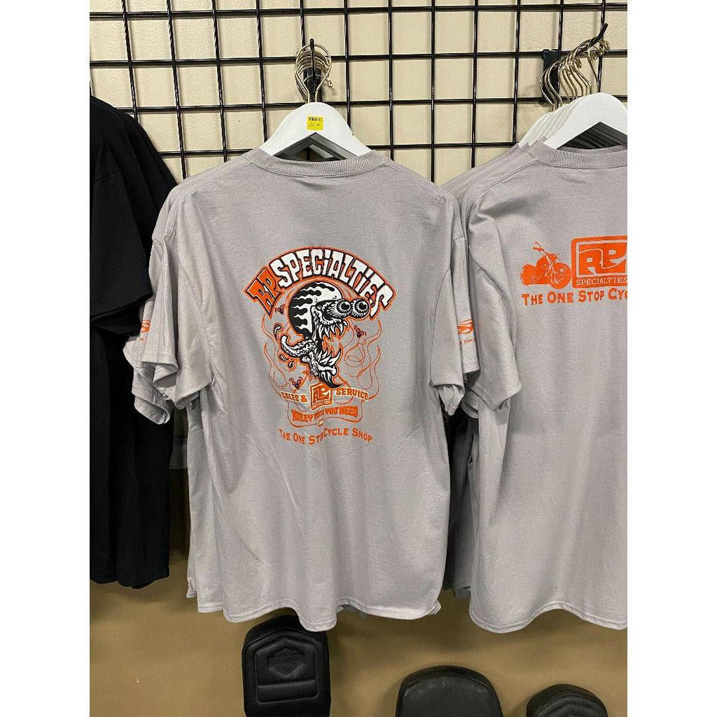RP SPECIALTIES LOGO TEE SHIRT SKULL LOGO GRAY