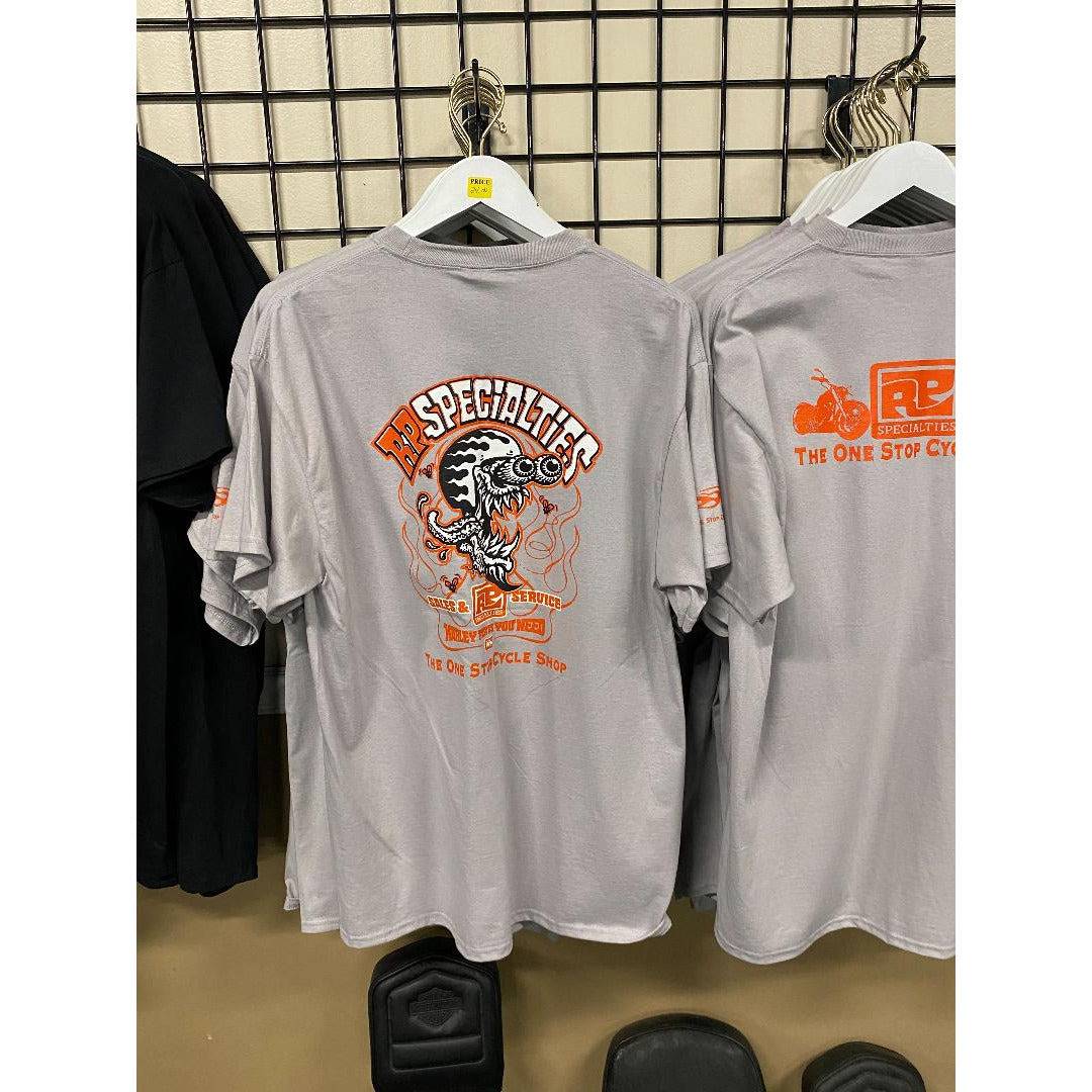 RP SPECIALTIES LOGO TEE SHIRT SKULL LOGO GRAY